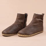 Men's Coffee Barefoot Boots with Fur From Atlantis Handmade Shoes