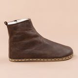 Men's Coffee Barefoot Boots with Fur From Atlantis Handmade Shoes