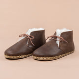 Men's Coffee Barefoot Oxford Boots with Fur From Atlantis Handmade Shoes