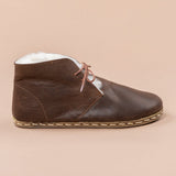 Men's Coffee Barefoot Oxford Boots with Fur From Atlantis Handmade Shoes
