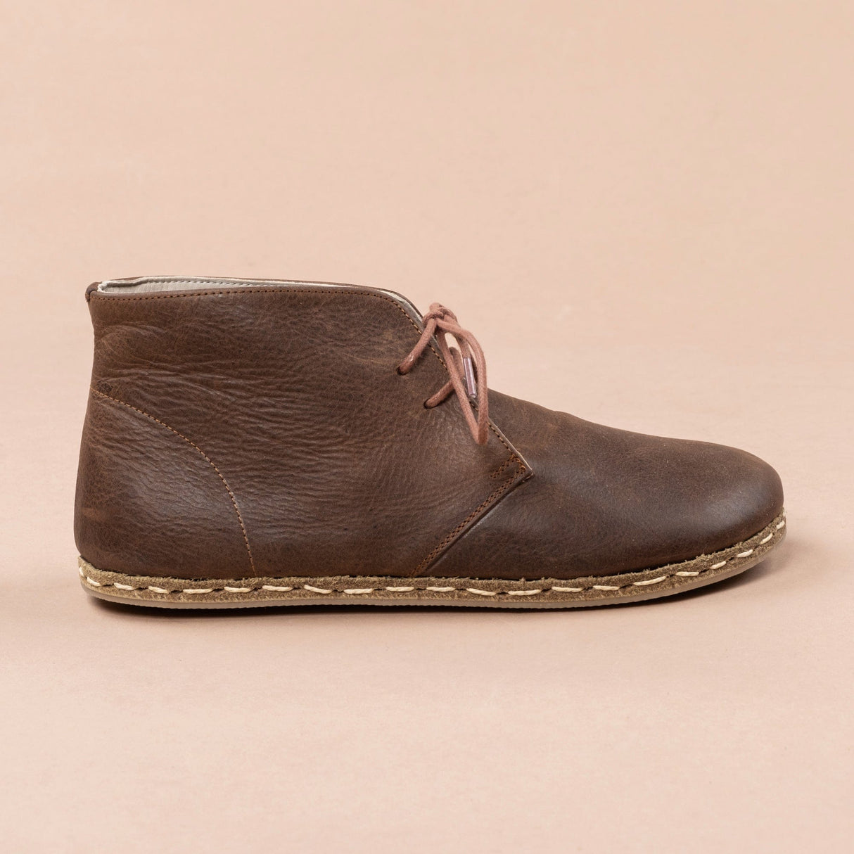 Men's Coffee Barefoot Boots with Laces From Atlantis Handmade Shoes