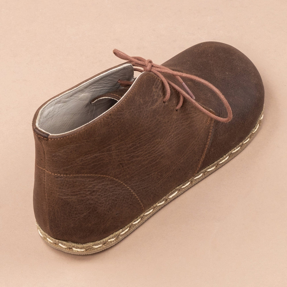 Men's Coffee Barefoot Boots with Laces From Atlantis Handmade Shoes
