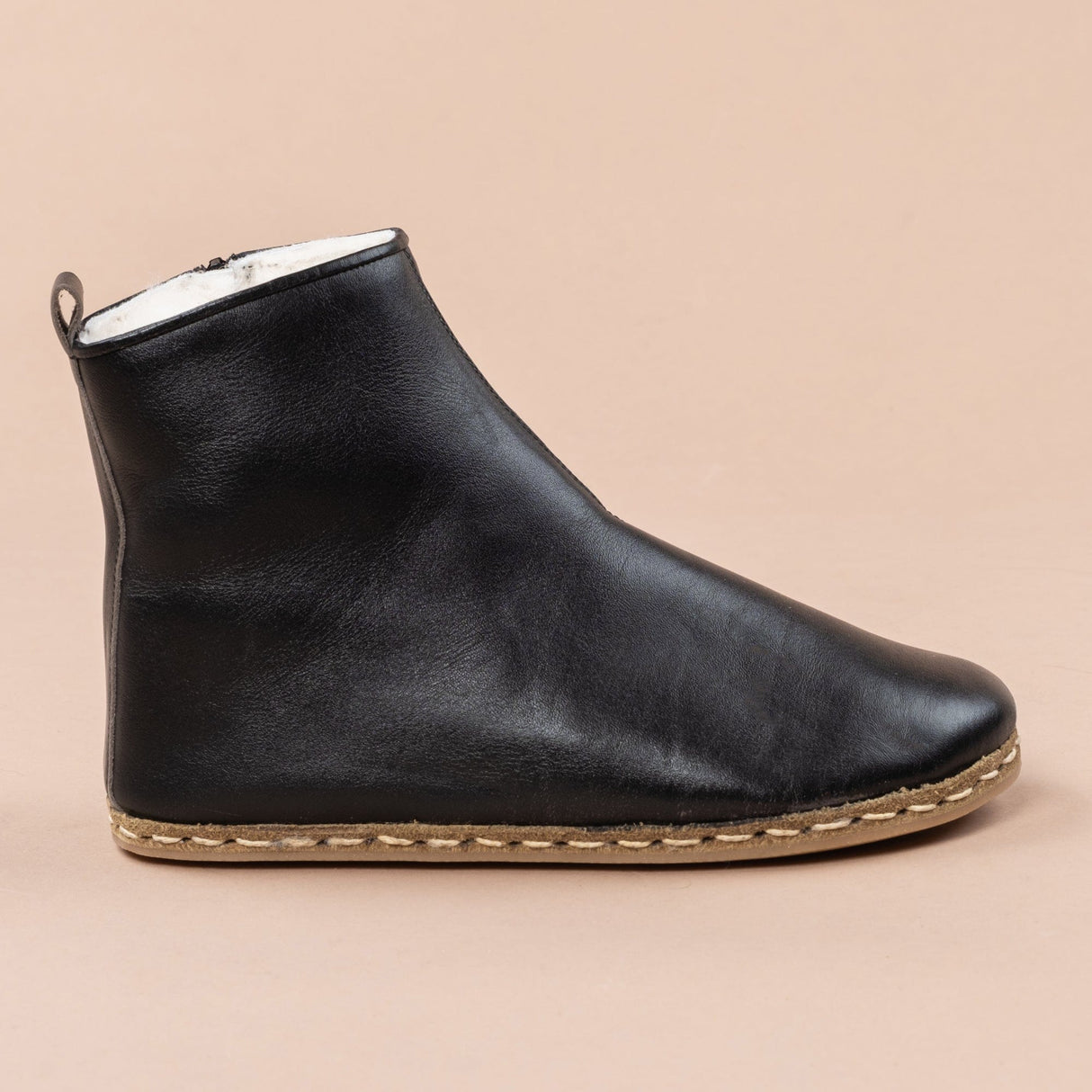 Men's Black Barefoot Boots with Fur From Atlantis Handmade Shoes