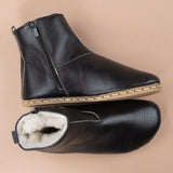 Women's Black Barefoot Boots with Fur from Atlantis Handmade Shoes