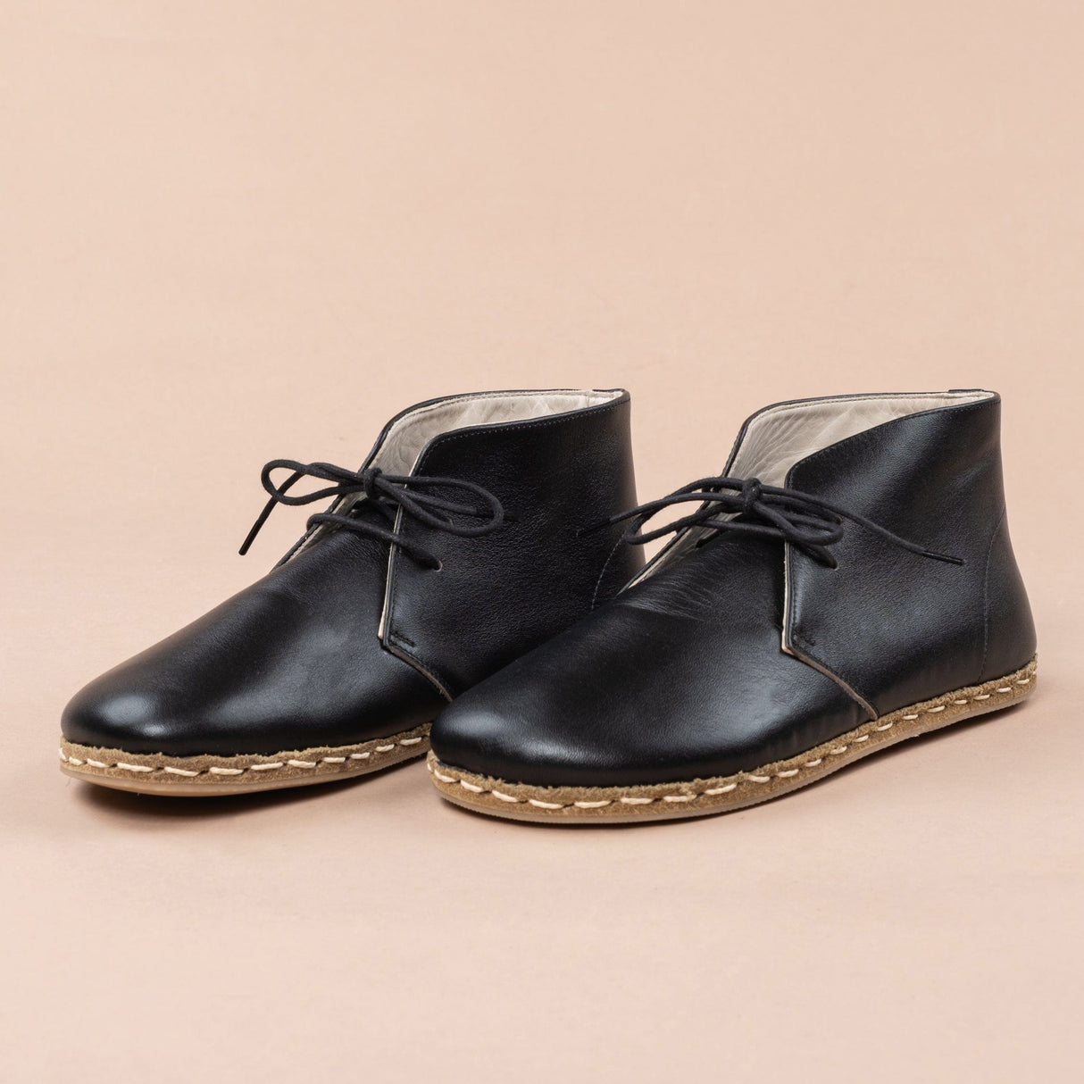 Men's Black Barefoot Boots with Laces From Atlantis Handmade Shoes