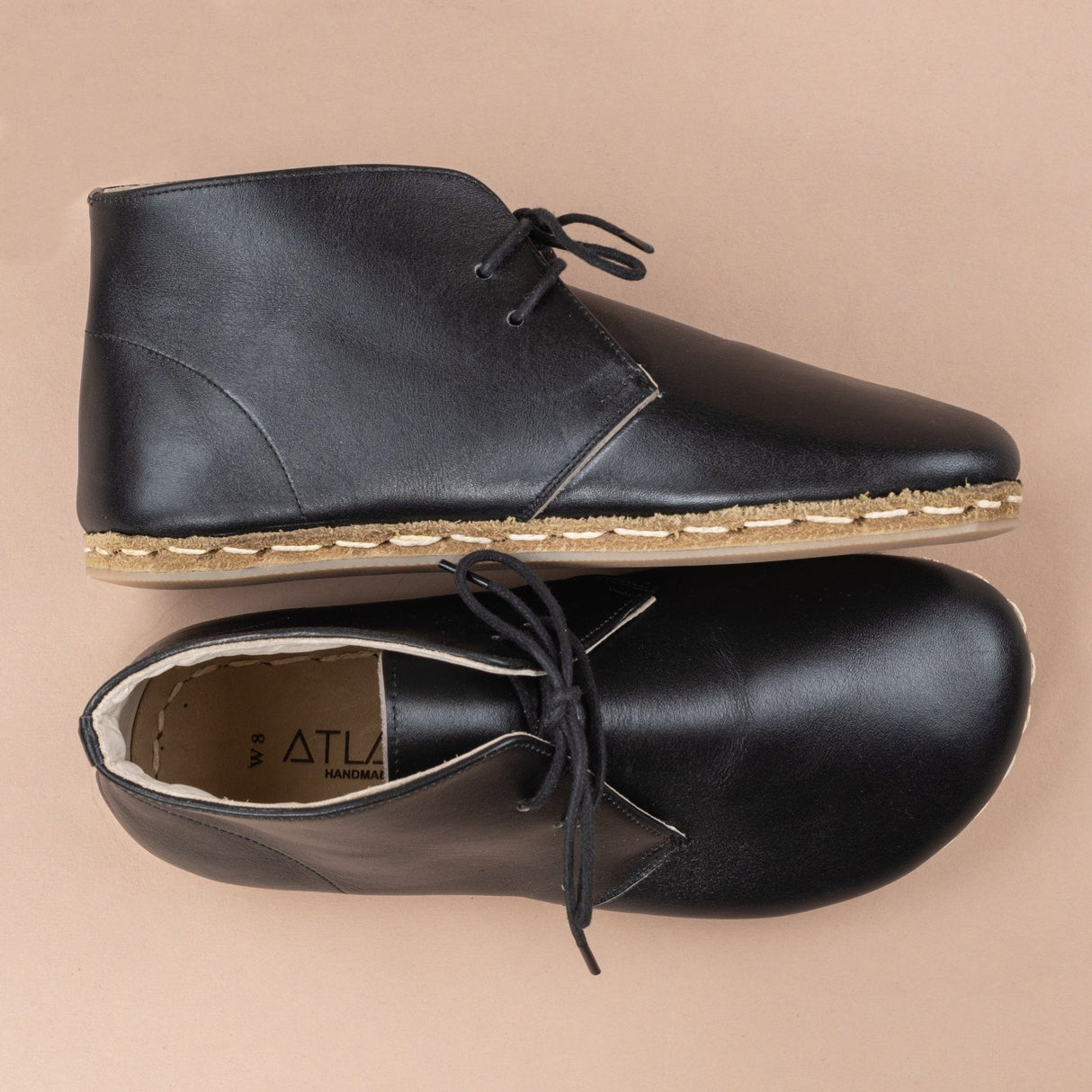 Men's Black Barefoot Boots with Laces From Atlantis Handmade Shoes