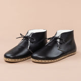 Men's Black Barefoot Oxford Boots with Fur From Atlantis Handmade Shoes