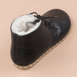 Women's Black Barefoot Oxford Boots with Fur from Atlantis Handmade Shoes