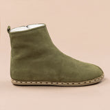 Men's Olive Barefoot Boots with Fur from Atlantis Handmade Shoes