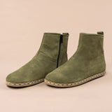 Men's Olive Barefoot Boots From Atlantis Handmade Shoes