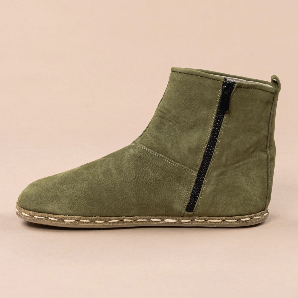 Men's Olive Barefoot Boots From Atlantis Handmade Shoes