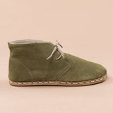 Men's Olive Barefoot Boots with Laces from Atlantis Handmade Shoes