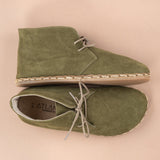 Men's Olive Barefoot Boots with Laces from Atlantis Handmade Shoes