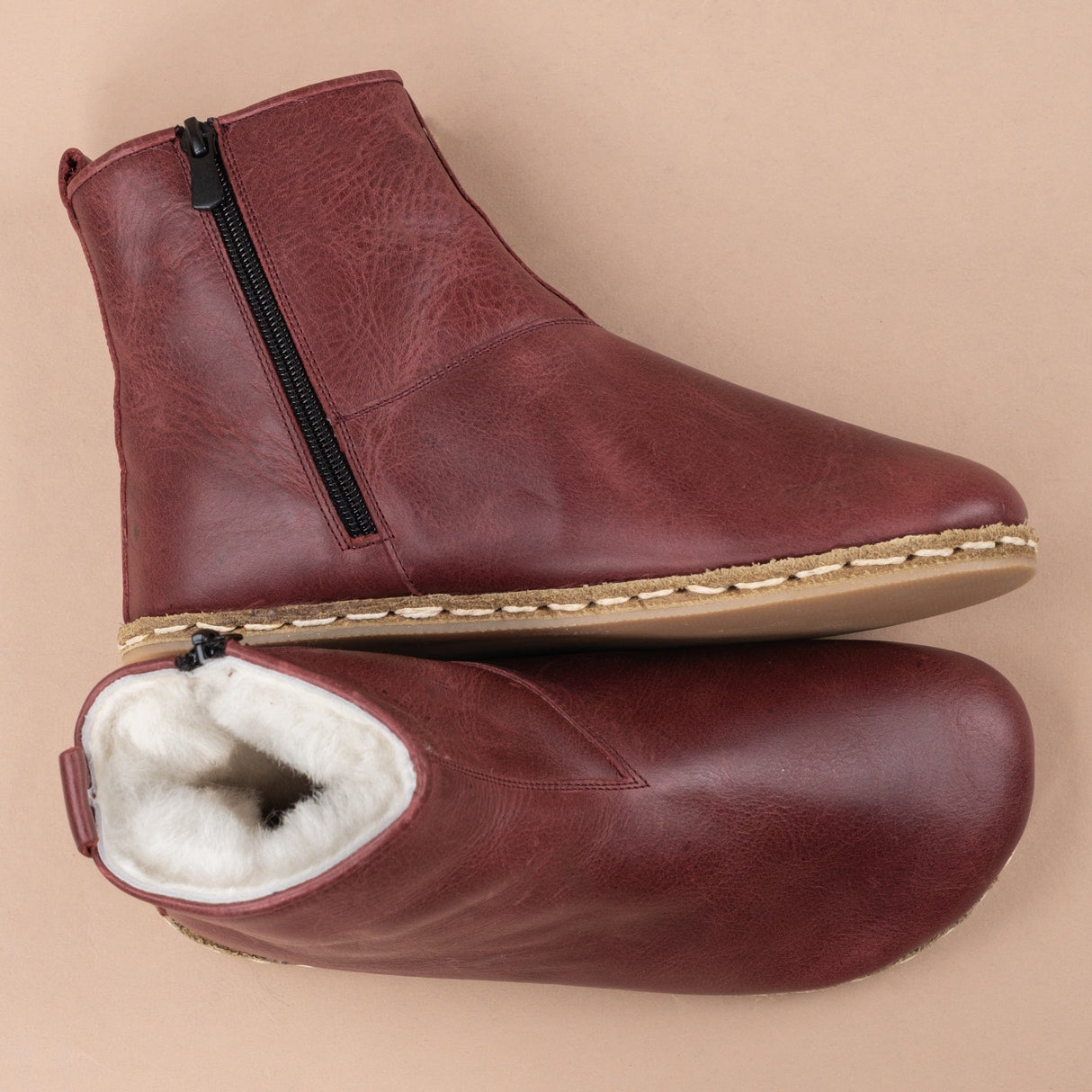 Women's Scarlet Barefoot Boots with Fur from Atlantis Handmade Shoes