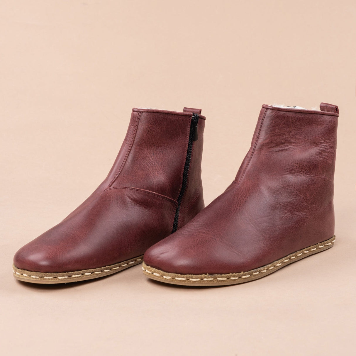Men's Scarlet Barefoot Boots with Fur from Atlantis Handmade Shoes