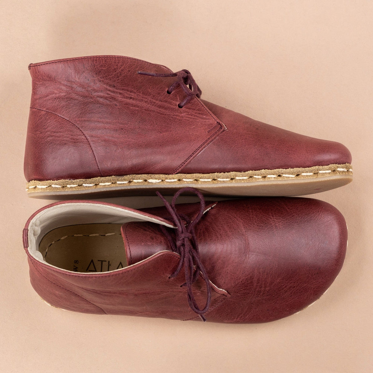Men's Scarlet Barefoot Boots with Laces from Atlantis Handmade Shoes