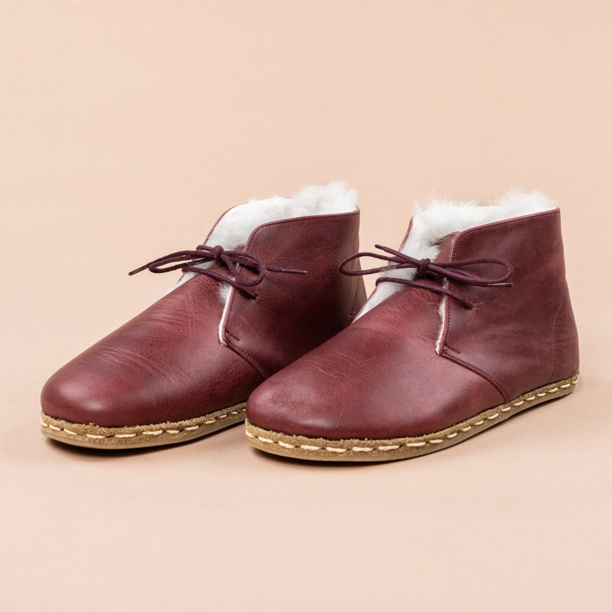 Women's Scarlet Barefoot Oxford Boots with Fur from Atlantis Handmade Shoes