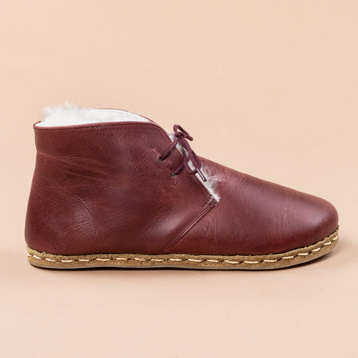 Women's Scarlet Barefoot Oxford Boots with Fur from Atlantis Handmade Shoes