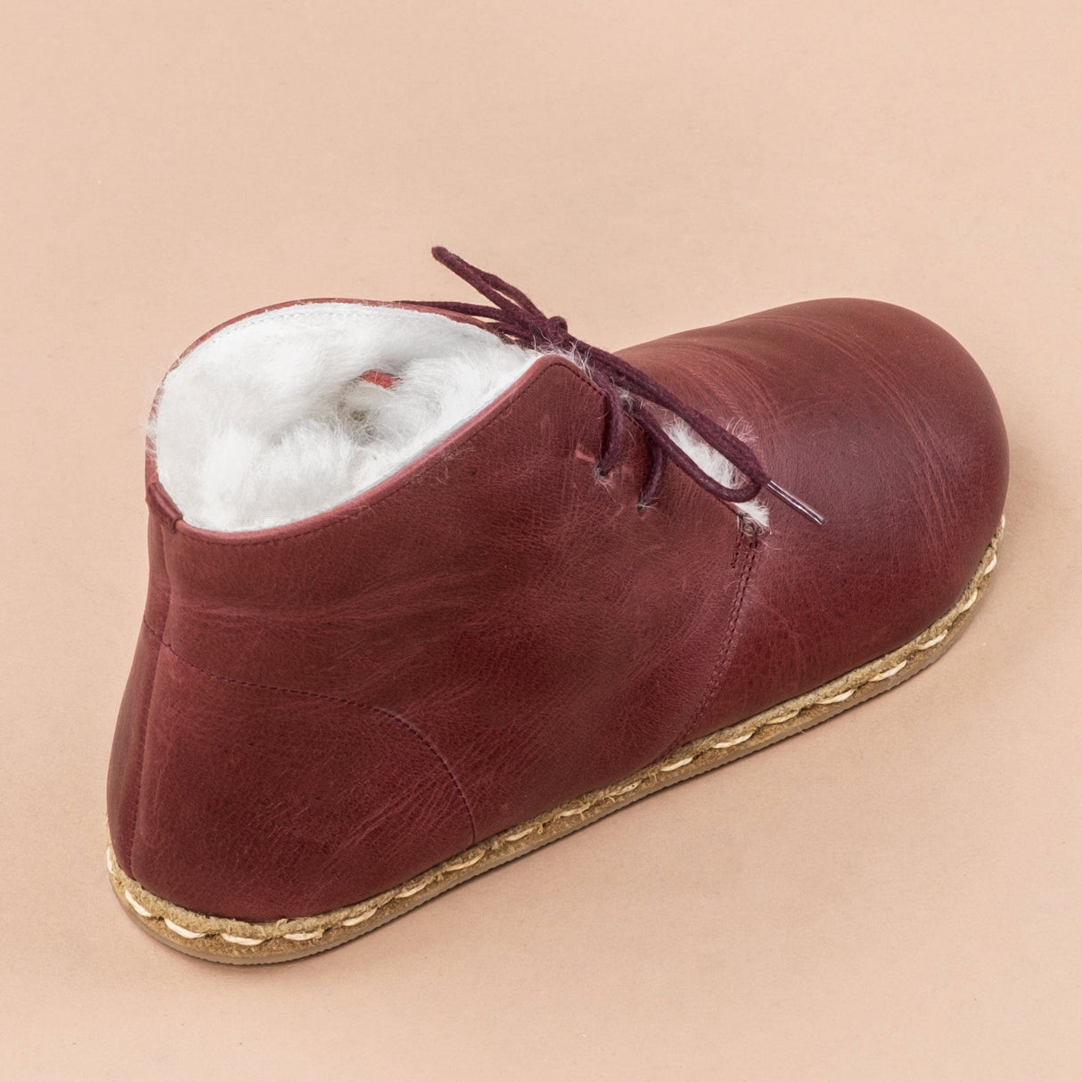 Men's Scarlet Barefoot Oxford Boots with Fur from Atlantis Handmade Shoes