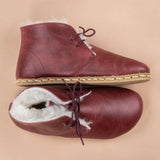 Women's Scarlet Barefoot Oxford Boots with Fur from Atlantis Handmade Shoes