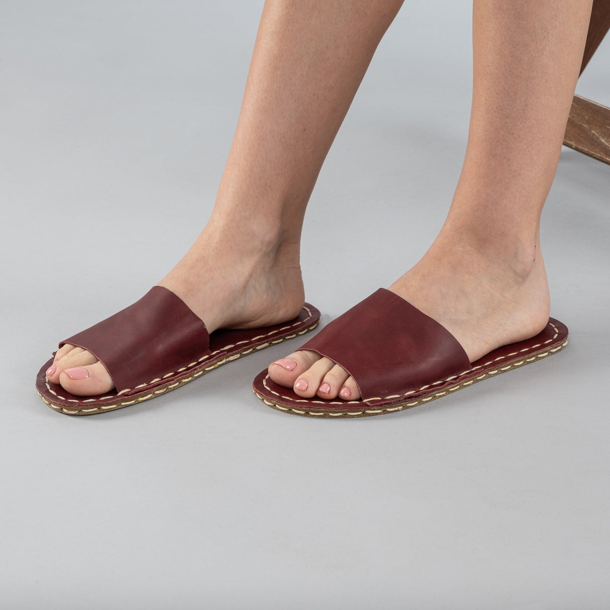 Red Barefoot Slide Sandals from Atlantis Handmade Shoes