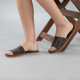 Coffee Barefoot Slide Sandals from Atlantis Handmade Shoes
