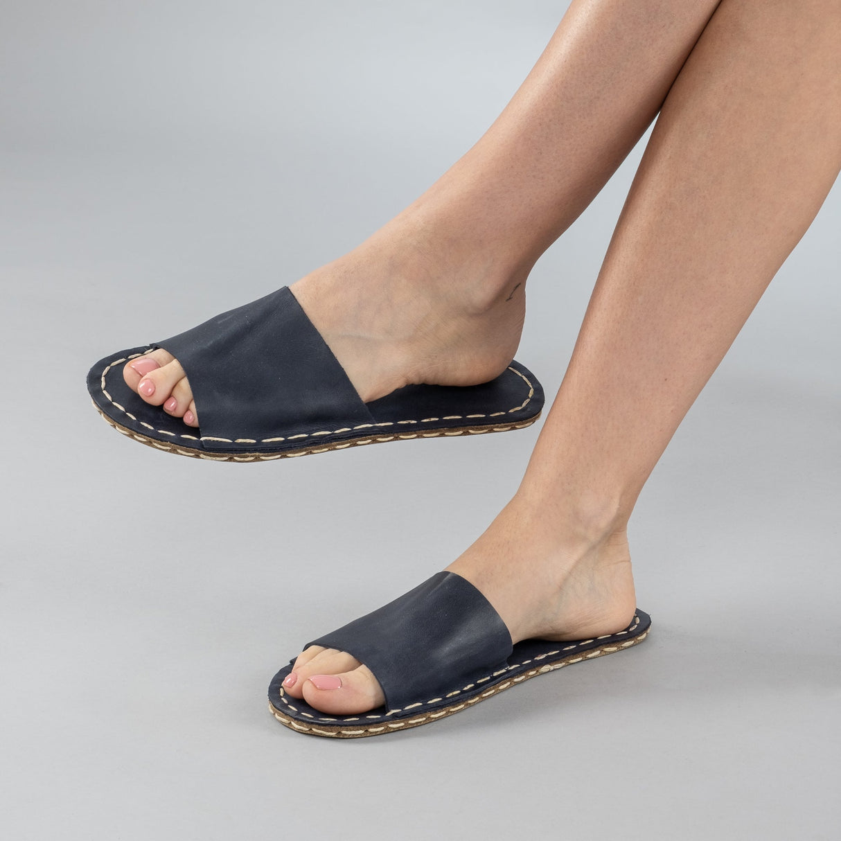 Blue Barefoot Slide Sandals from Atlantis Handmade Shoes