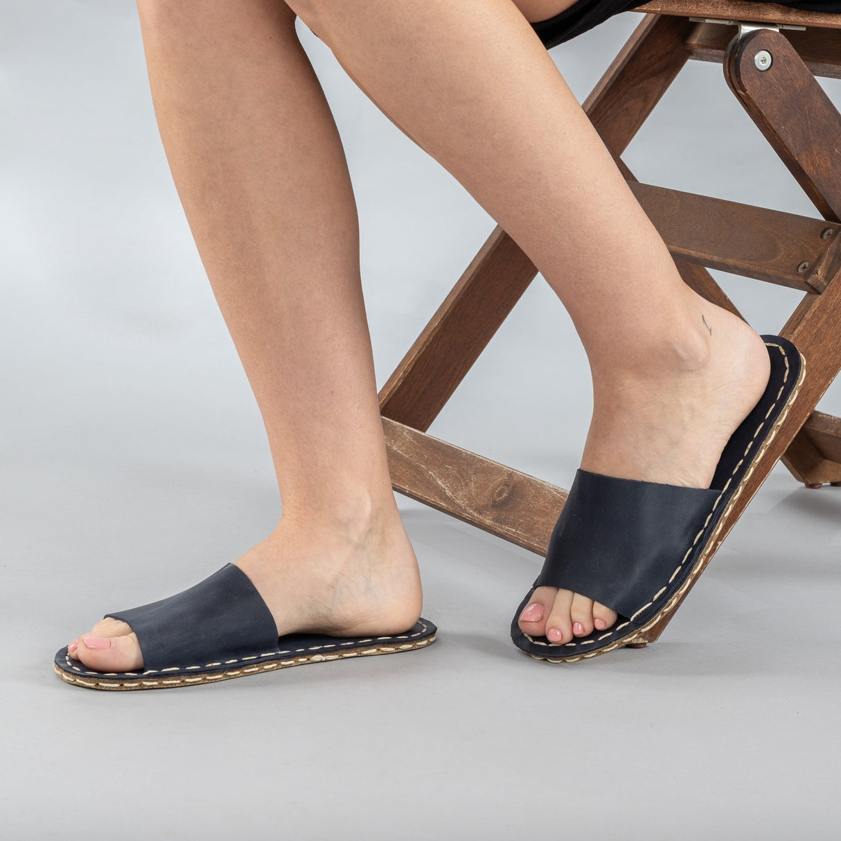 Blue Barefoot Slide Sandals from Atlantis Handmade Shoes