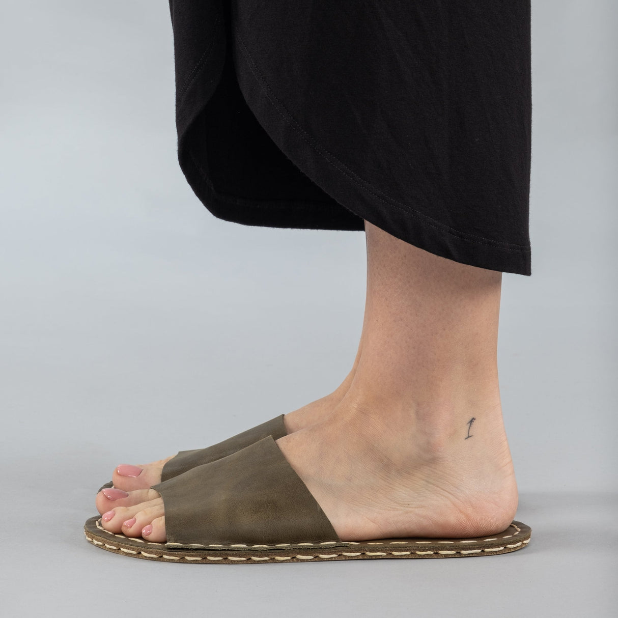 Green Barefoot Slide Sandals from Atlantis Handmade Shoes