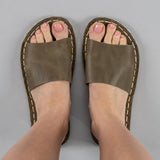 Green Barefoot Slide Sandals from Atlantis Handmade Shoes