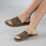 Green Barefoot Slide Sandals from Atlantis Handmade Shoes