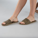 Green Barefoot Slide Sandals from Atlantis Handmade Shoes