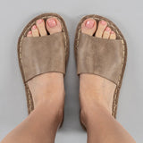 Tan Barefoot Slide Sandals from Atlantis Handmade Shoes