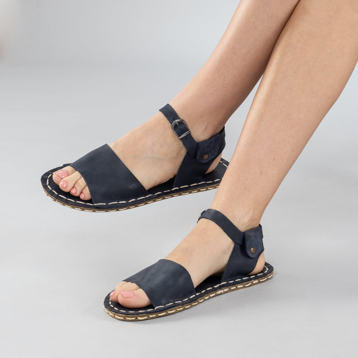 Blue Opened Toe Barefoot Sandals from Atlantis Handmade Shoes