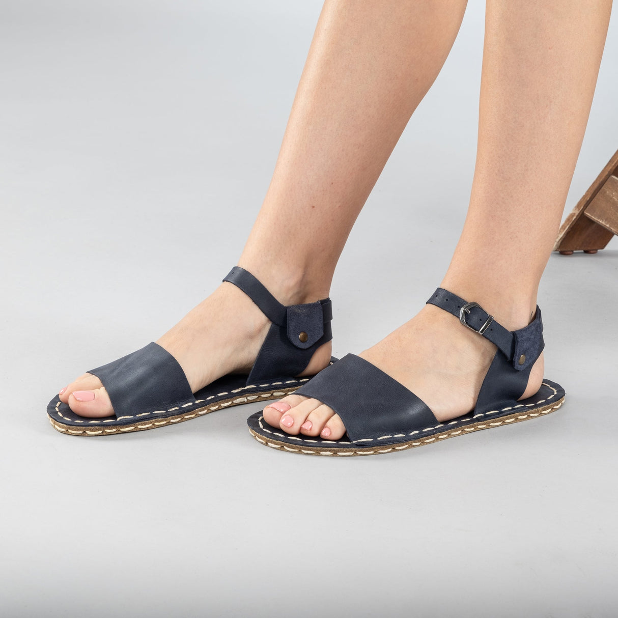 Blue Opened Toe Barefoot Sandals from Atlantis Handmade Shoes