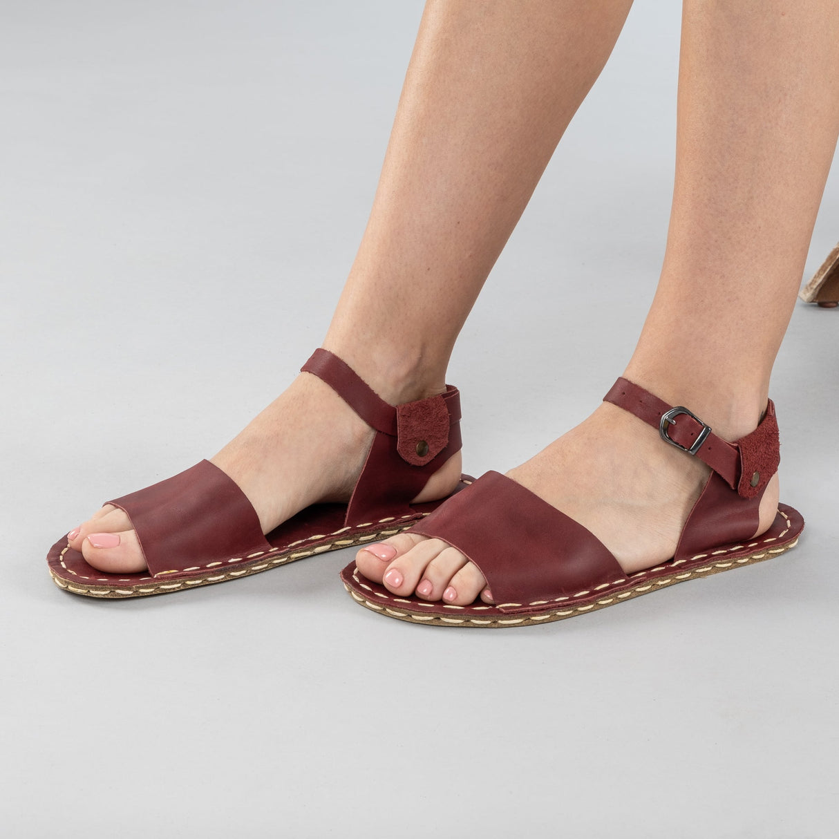 Red Opened Toe Barefoot Sandals from Atlantis Handmade Shoes