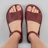 Red Opened Toe Barefoot Sandals from Atlantis Handmade Shoes