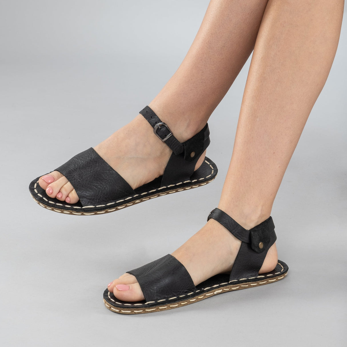 Black Opened Toe Barefoot Sandals from Atlantis Handmade Shoes