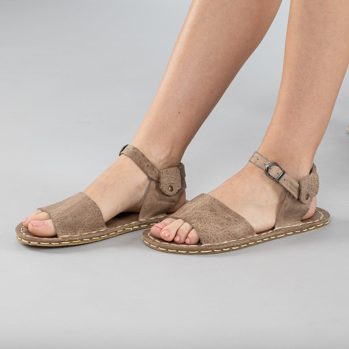 Tan Opened Toe Barefoot Sandals from Atlantis Handmade Shoes