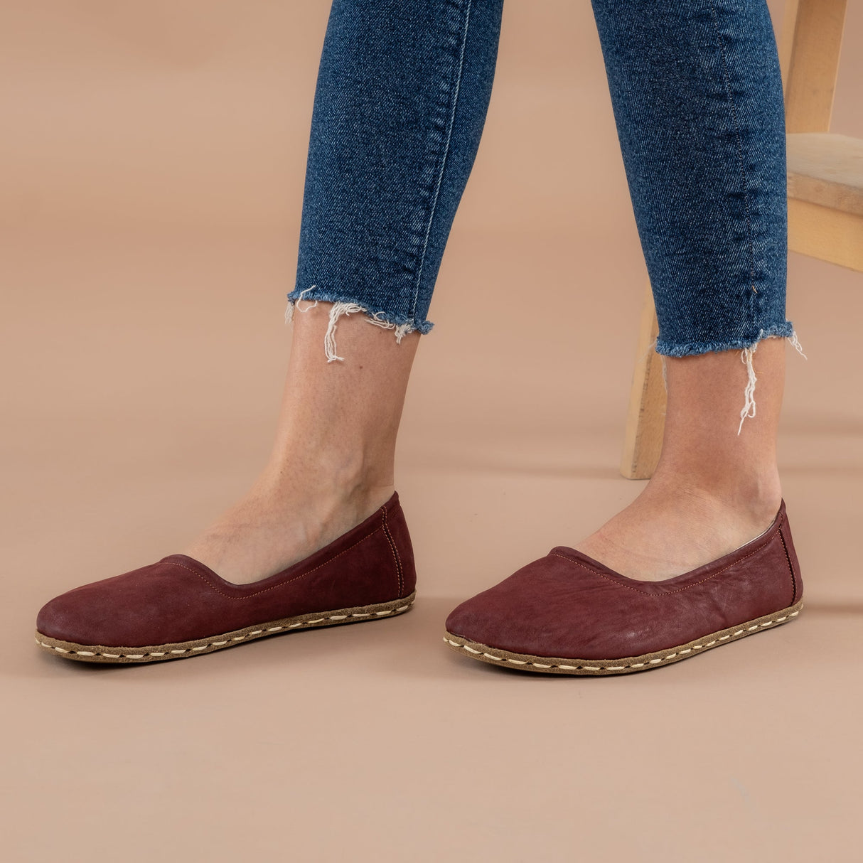 Burgundy Barefoot Ballet Flats from Atlantis Handmade Shoes