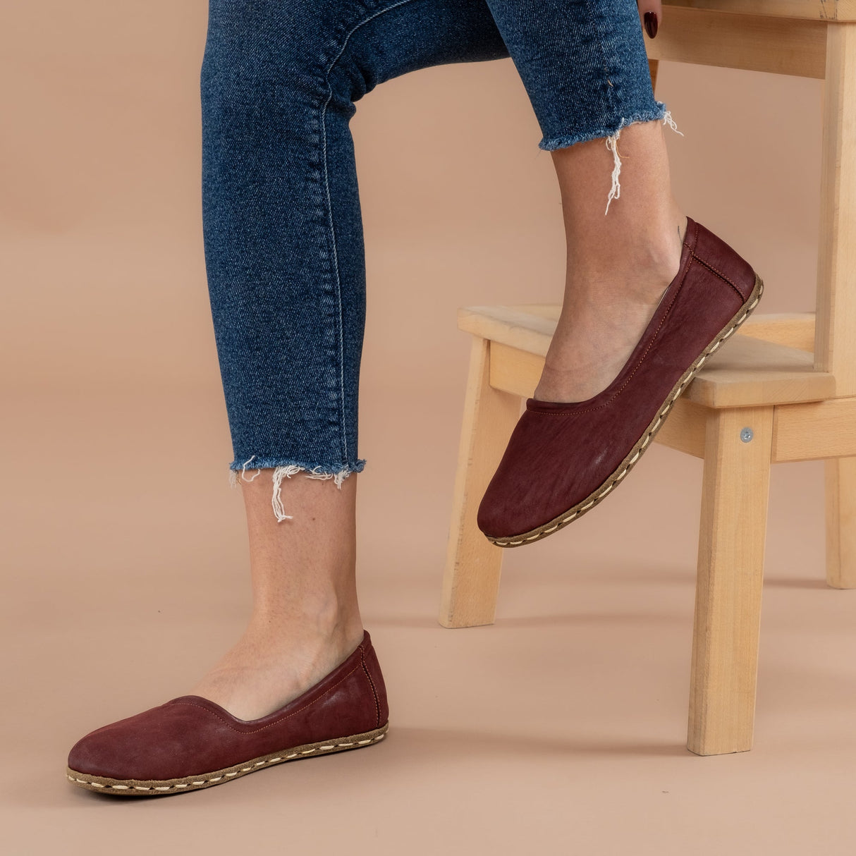 Burgundy Barefoot Ballet Flats from Atlantis Handmade Shoes