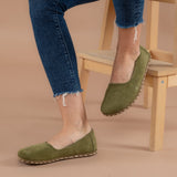 Olive Green Barefoot Ballet Flats from Atlantis Handmade Shoes