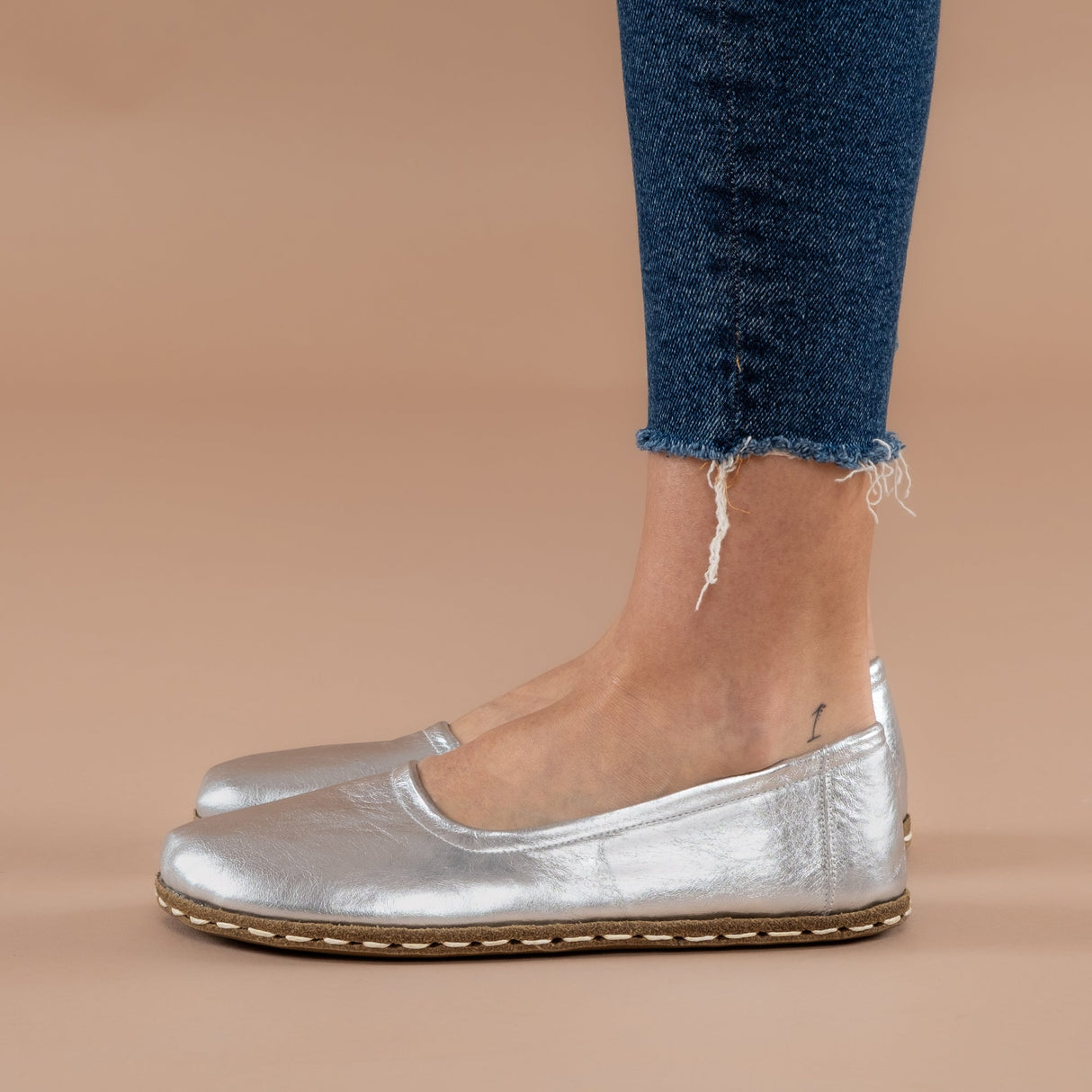 Silver Barefoot Ballet Flats from Atlantis Handmade Shoes