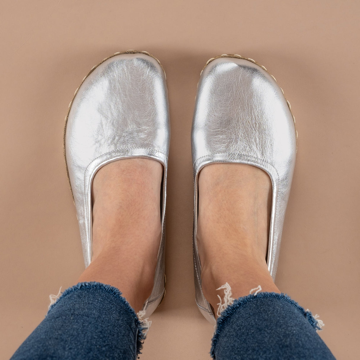 Silver Barefoot Ballet Flats from Atlantis Handmade Shoes