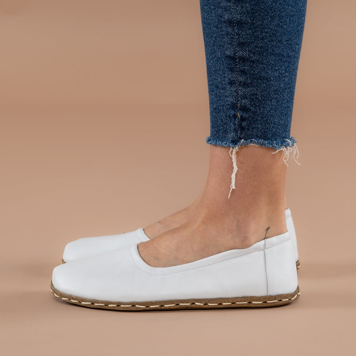 White Barefoot Ballet Flats from Atlantis Handmade Shoes