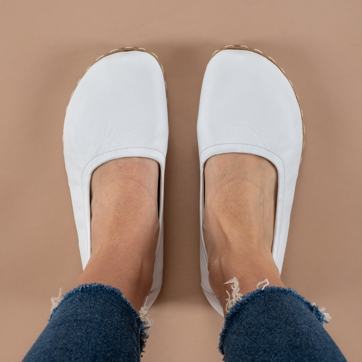 White Barefoot Ballet Flats from Atlantis Handmade Shoes