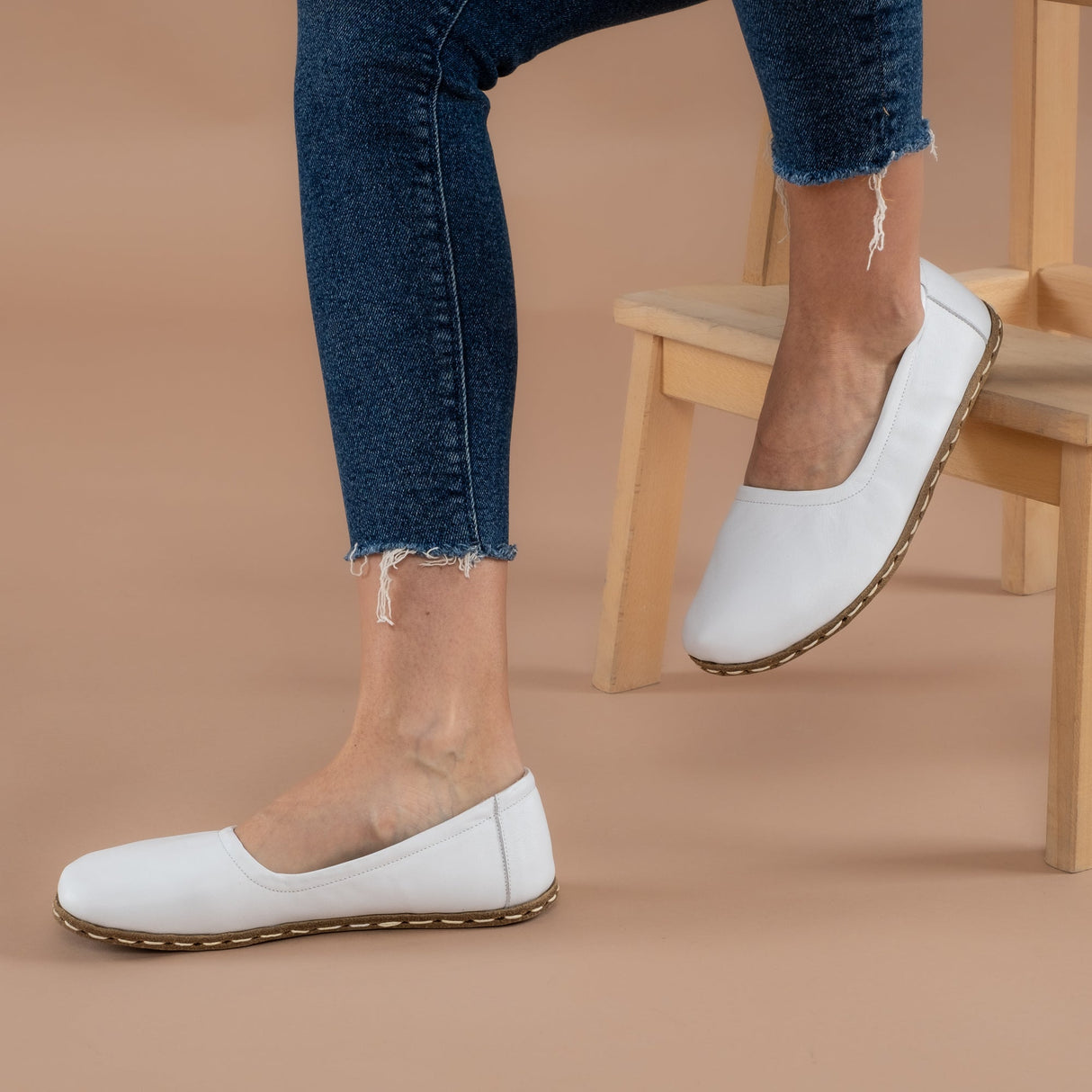 White Barefoot Ballet Flats from Atlantis Handmade Shoes