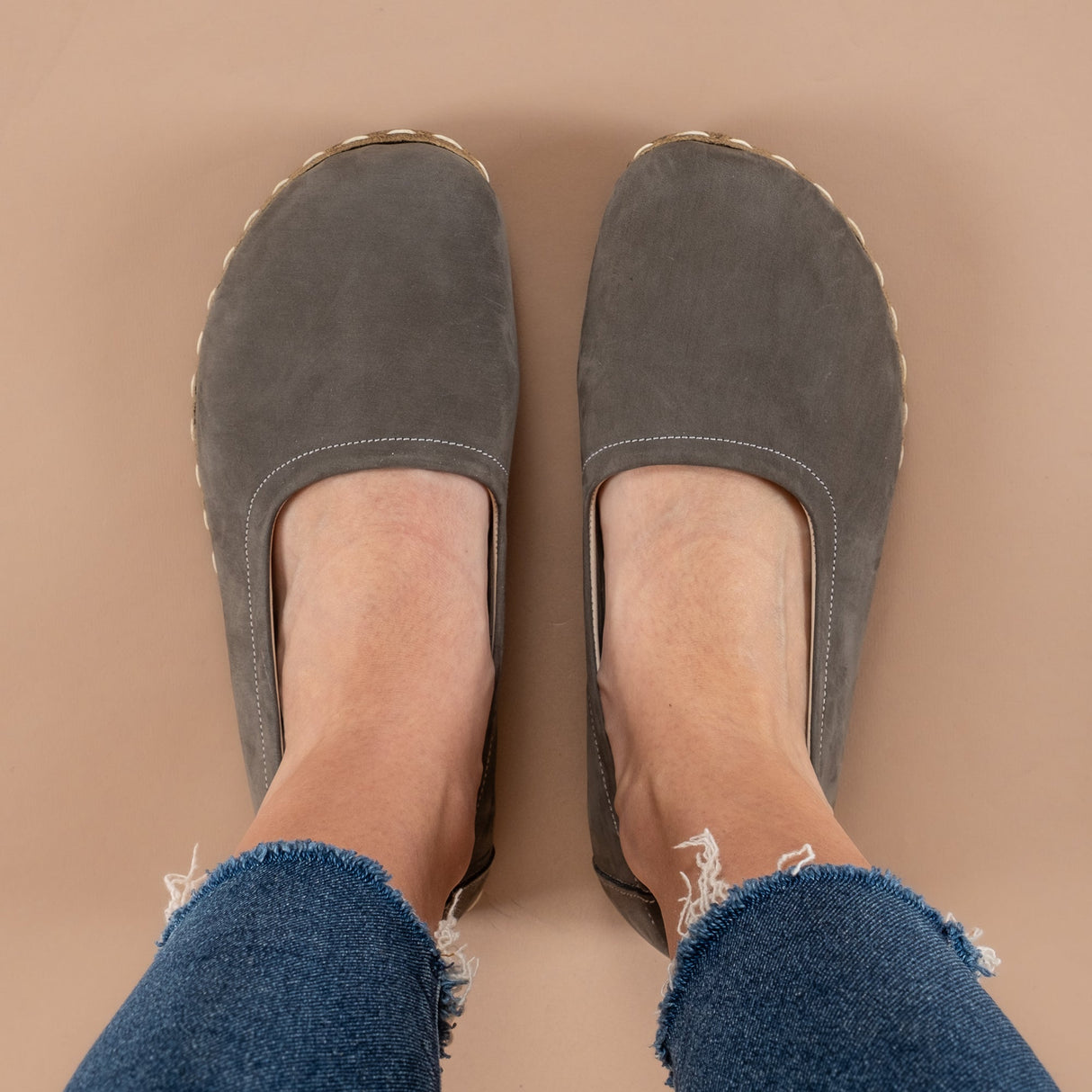 Gray Barefoot Ballet Flats from Atlantis Handmade Shoes