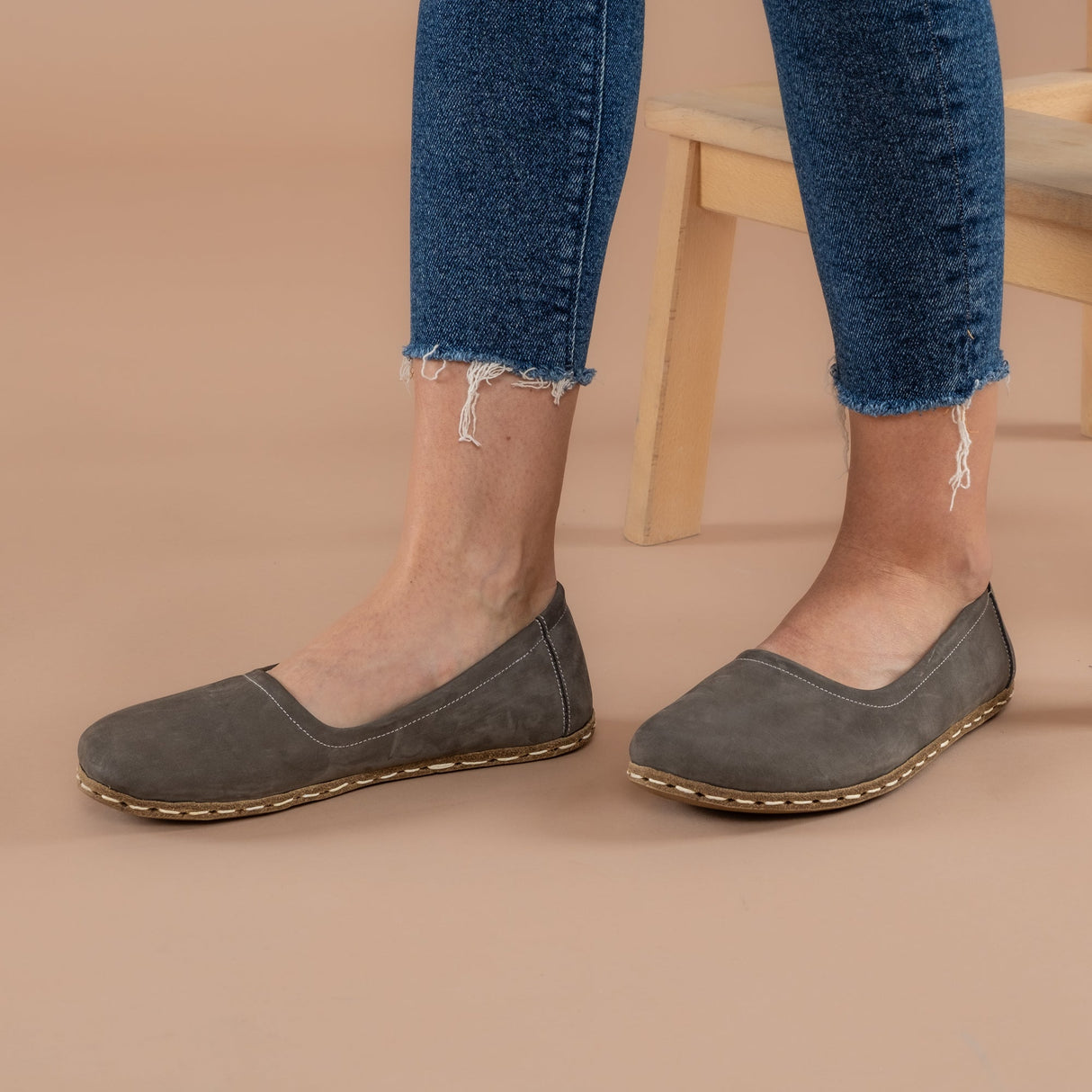 Gray Barefoot Ballet Flats from Atlantis Handmade Shoes