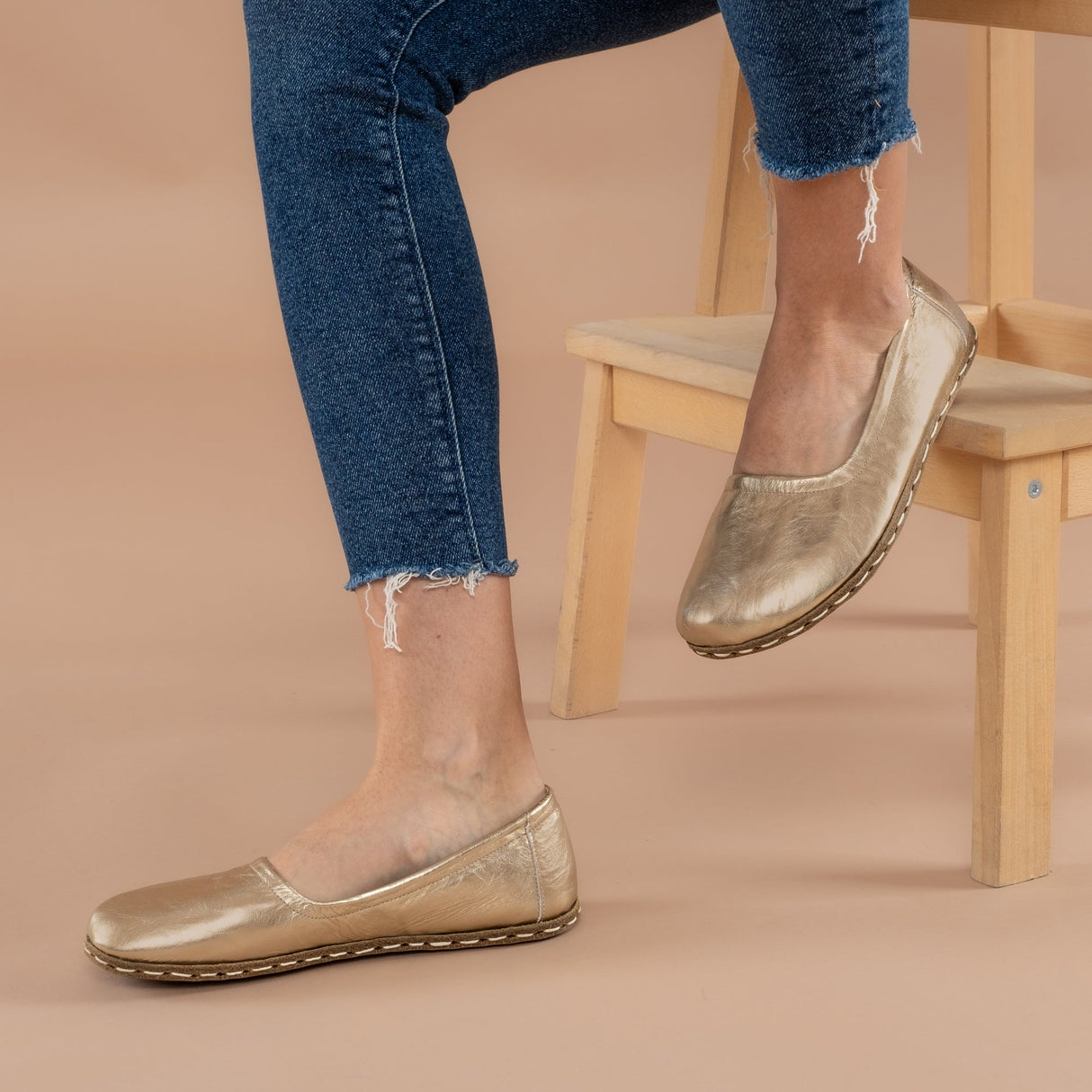 Gold Barefoot Ballet Flats from Atlantis Handmade Shoes
